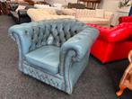 Chesterfield Maarssen !! Blauw Lederen Chesterfield Fauteuil, Ophalen, Gebruikt, Leer, CHESTERFIELD