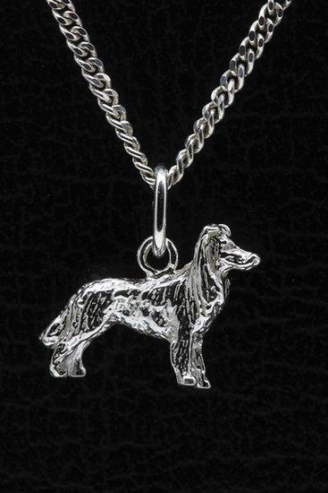 Zilveren Border collie ketting hanger - klein, Sieraden, Tassen en Uiterlijk, Kettinghangers, Verzenden