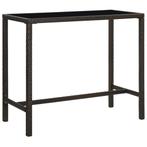 vidaXL Tuinbartafel 130x60x110 cm poly rattan en glas bruin, Verzenden, Nieuw