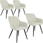 Set van 4 eetkamerstoelen Marilyn, linnenlook - crème/zwart, Huis en Inrichting, Stoelen, Verzenden, Nieuw