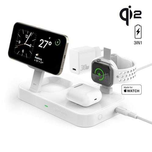 4smarts - Ultimag Trident 3in1 - Met 30W adapter - Wit, Telecommunicatie, Mobiele telefoons | Telefoon-opladers, Nieuw, Verzenden