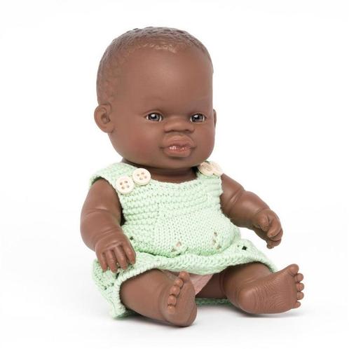 Pop Afrikaans meisje (baby, 21 cm) - Miniland, Kinderen en Baby's, Speelgoed | Poppen