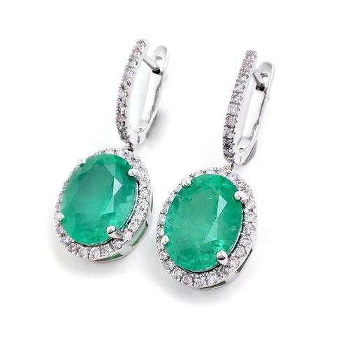 Oorbellen - 14 karaat Witgoud, Oorsprong: Zambia - 12.49ct., Sieraden, Tassen en Uiterlijk, Oorbellen