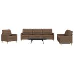 vidaXL 3-delige Loungeset stof bruin, Huis en Inrichting, Verzenden, Nieuw, Vierpersoons of meer, Stof