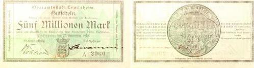 Duitsland 5 Millionen Mark Crailsheim 1923 Notgeld gebraucht, Postzegels en Munten, Munten | Nederland, Verzenden