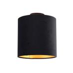 Plafondlamp met velours kap zwart met goud 25 cm - Combi, Nieuw, Overige materialen, Klassiek / Antiek