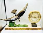 Pendule - Art Nouveau Brons, Marmer, Messing - 1920-1930, Antiek en Kunst, Antiek | Klokken