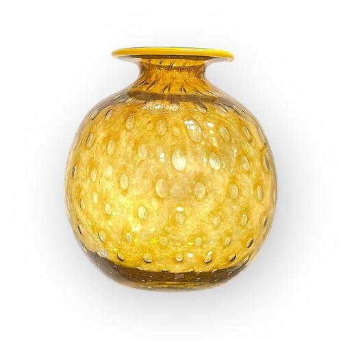 Filippo Maso - Vaas - Muranoglas - Vaso balloton amber, Antiek en Kunst, Kunst | Designobjecten