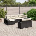 vidaXL 10-delige Loungeset met kussens poly rattan zwart, Verzenden, Nieuw, Rotan, Loungeset