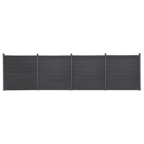 vidaXL Schuttingpaneelset 699x186 cm HKC grijs, Tuin en Terras, Schuttingen, Nieuw, Kunststof, 1 tot 2 meter, Verzenden