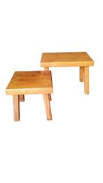 Set bijzettafels - Eik - Twee bijzettafels, Antiek en Kunst, Kunst | Designobjecten