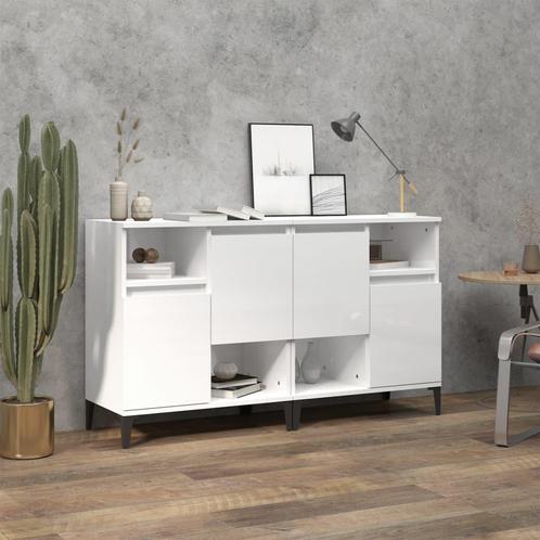 vidaXL Dressoirs 2 st 60x35x70 cm bewerkt hout hoogglans wit, Huis en Inrichting, Kasten | Dressoirs, 25 tot 50 cm, Nieuw, 50 tot 100 cm