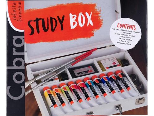 Cobra Study olieverf kist basis | 10 x 40 ml + accessoires, Huis en Inrichting, Woonaccessoires | Overige, Zo goed als nieuw, Verzenden