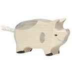 Holztiger - Houten Dieren - Biggetje gevlekt 7 cm, Nieuw