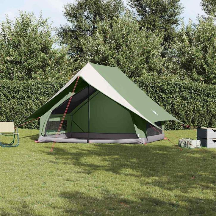 vidaXL Tenten met dak Groen 256 x 266 x 185 cm Polyester, Caravans en Kamperen, Tenten, Nieuw, Verzenden