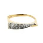 Bicolor gouden ring met zirconia; Assos (witgoud, geelgoud), Gebruikt, Overige kleuren, Ophalen of Verzenden, 17 tot 18
