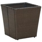 vidaXL Salontafel 41,5x41,5x44 cm poly rattan en gehard glas, Tuin en Terras, Tuintafels, Verzenden, Nieuw