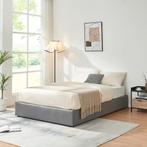 Tweepersoonsbed Nola met bedbodem linnen 200x140 cm grijs [e, Verzenden, Nieuw