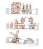 Set van 3 Wandplanken – Zwevend MDF Wit met IJzeren Steun (, Verzenden, Nieuw