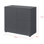 Commode Paarl druk en open 74x79x36 cm donkergrijs mat, Verzenden, Nieuw