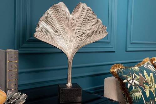 Decoratief beeld GINKGO LEAF 44cm zilver handgemaakt metaal, Huis en Inrichting, Woonaccessoires | Overige, Ophalen of Verzenden