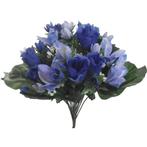 Rouwboeket zijdebloemen 38cm. rosebud+ alstroemeria blauw, Nieuw, Ophalen of Verzenden