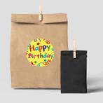 500 stickers labels happy birthday kleur opdruk, Nieuw, Ophalen of Verzenden