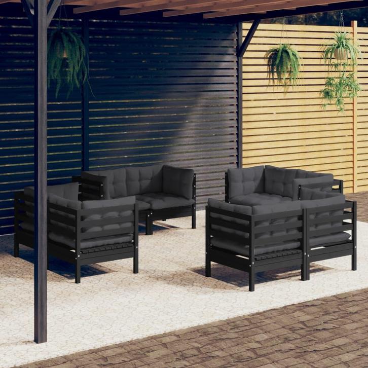 vidaXL 8-delige Loungeset met antracietkleurige kussens, Tuin en Terras, Tuinsets en Loungesets, Loungeset, Nieuw, Verzenden