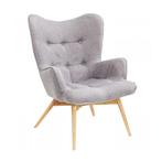 *WOONWINKEL* Kare Design Vicky Grijze Oorfauteuil Retro Desi, Nieuw, Stof, Verzenden