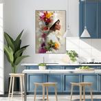 1127 - Schilderij, ook in groot, vrouw met bloemen, kunst, Minder dan 50 cm, Verzenden, Nieuw, Schilderij