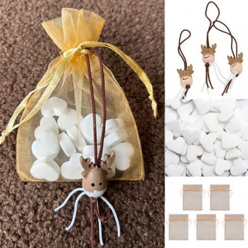 Organza zakje goud + gelukspoppetje rendier + pepermuntjes, Diversen, Kerst, Nieuw, Verzenden