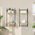 vidaXL Wandschappen 2-laags met stangen 2 st 30x25x65 cm, Huis en Inrichting, Woonaccessoires | Wandplanken en Boekenplanken, Verzenden