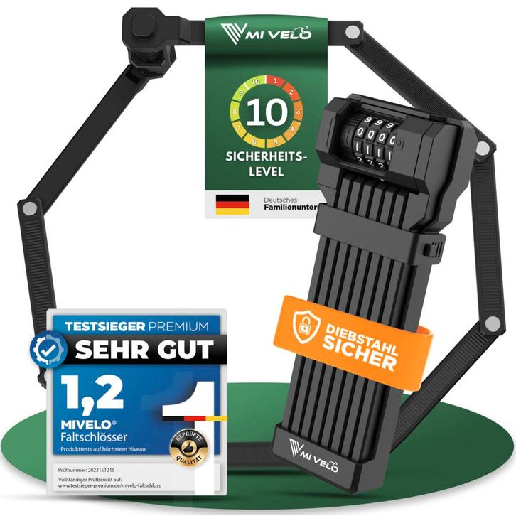 2dekans | MIVELO Robuust Fietsslot met Cijfercode - 120 cm, Fietsen en Brommers, Fietsaccessoires | Overige Fietsaccessoires, Zo goed als nieuw
