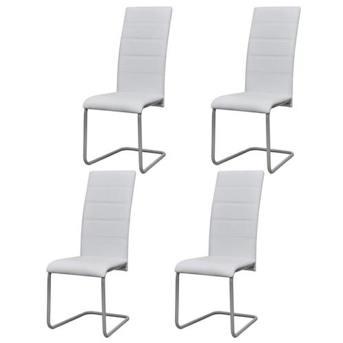 Kunstleren Eetkamerstoelen - Wit, 4 stuks - OP=OP - Goedk..., Huis en Inrichting, Stoelen, Vier, Wit, Nieuw, Ophalen of Verzenden