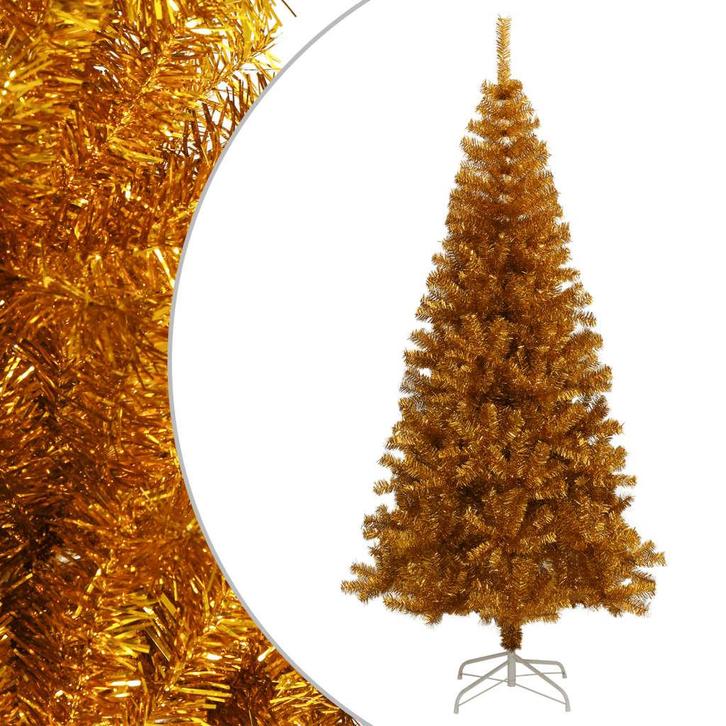vidaXL Kunstkerstboom met standaard 180 cm PET goudkleurig, Diversen, Kerst, Nieuw, Verzenden