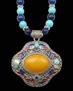 Lapis lazuli - Howlite turquoise - Boeddhistische ketting -