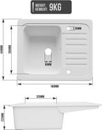 Spoelbak - Wasbak - Keuken - Graniet - 32x19x39 cm - Zilver, Huis en Inrichting, Verzenden, Zo goed als nieuw