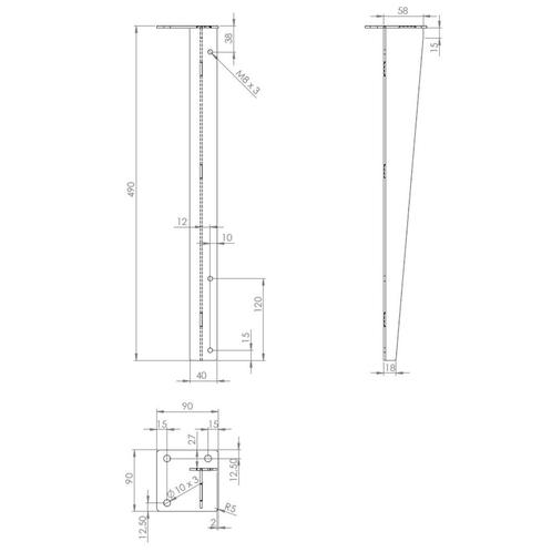 Steunenset Gecoat tbv Palermo 80-120 cm Zwart, Doe-het-zelf en Verbouw, Sanitair, Ophalen of Verzenden