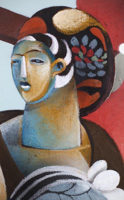 Jone Hopper - Femme à la grappe de raisin, Antiek en Kunst, Kunst | Schilderijen | Modern