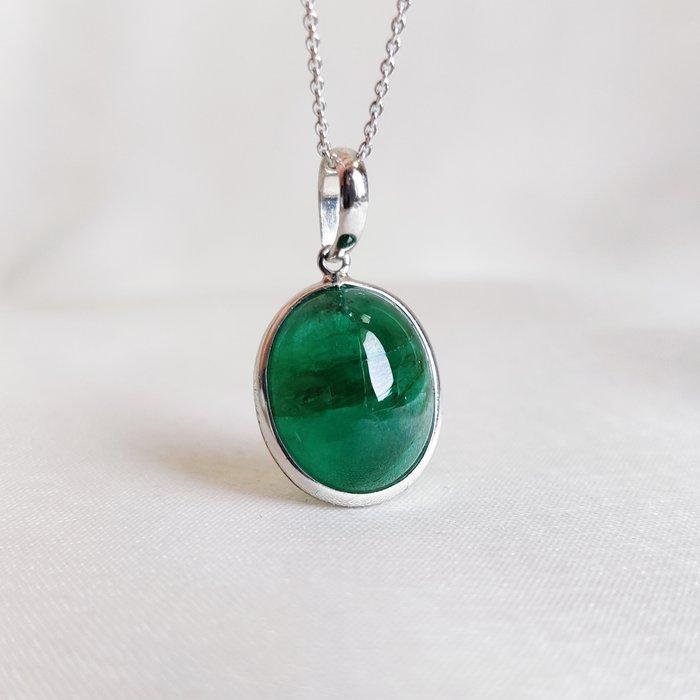 Hanger - 14 karaat Witgoud - 9.41ct. tw. Smaragd -, Sieraden, Tassen en Uiterlijk, Antieke sieraden