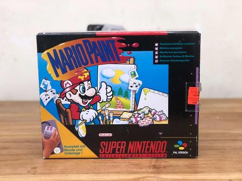 Mario Paint + Mouse Mat + Mouse [Super Nintendo], Spelcomputers en Games, Games | Nintendo Super NES, Zo goed als nieuw, Ophalen of Verzenden