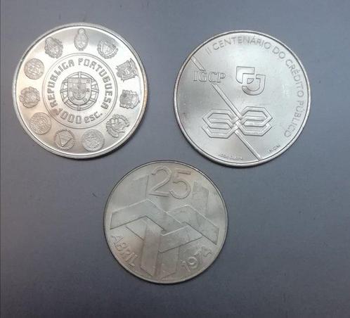 Portugal. Lot of 3 Silver Coins Including 1x 250 and 2x 1000, Postzegels en Munten, Munten | Europa | Niet-Euromunten