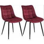 2x eetkamer stoel - bordeaux rood - modern - met vierkant, Huis en Inrichting, Stoelen, Verzenden, Nieuw