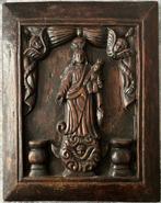 Madonna met Kind - Plaque - Hout, Antiek en Kunst