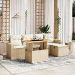 vidaXL 6-delige Loungeset met kussens poly rattan beige, Verzenden, Nieuw, Rotan, Loungeset