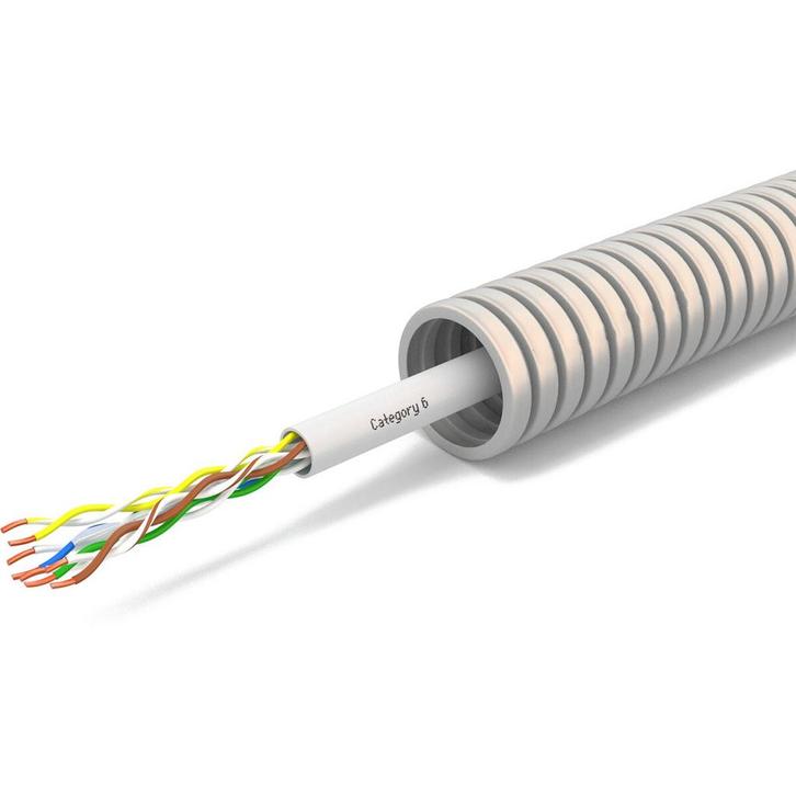 Flexibele Buis met CAT6 - Voorbedrade Flexbuis - 1x UTP CAT6, Doe-het-zelf en Verbouw, Elektra en Kabels, Nieuw, Ophalen of Verzenden