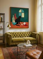 Alejandro Gonzalez - Bodegón y Gato - XL - (NO Reserve), Antiek en Kunst, Kunst | Schilderijen | Modern