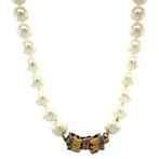 Parel collier met gouden strik sluiting 14 krt, Ophalen of Verzenden, Nieuw