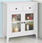 Wit Dressoir met Lades en Glazen Deuren – 80 cm Kast, Huis en Inrichting, Verzenden, Nieuw