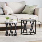 vidaXL Bijzettafels 2 stuks Grijs Sonoma Geengineerd Hout, Huis en Inrichting, Tafels | Salontafels, 50 tot 75 cm, Verzenden, Rond